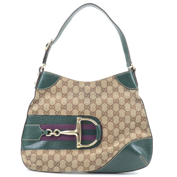 GUCCI Horsebit Hustlerbit CS Canvas Leather Shoulder Bag 137388
