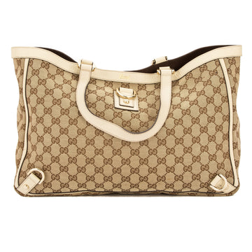 G*G Ivory Leather CS Supreme Canvas Tote Bag (Pre Owned)
