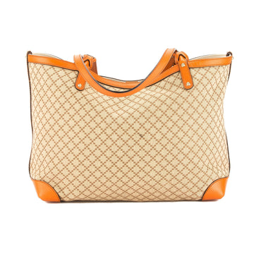 G*G Orange Leather Brown Canvas Diamante Tote Bag (Pre Owned)