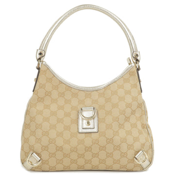 GUCCI Abbey CS Canvas Leather Shoulder Bag Beige 130738