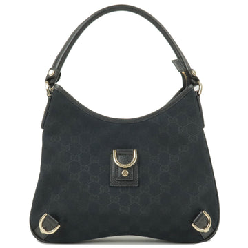 GUCCI Abbey EC Canvas Leather Shoulder Bag Black 130738