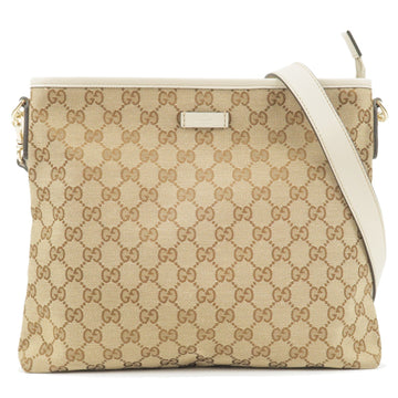 GUCCI CS Canvas Leather Shoulder Bag Purse Beige Ivory 388924