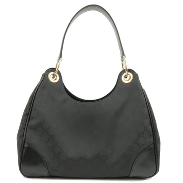 GUCCI CS Nylon Leather Shoulder Bag Hand Bag Black 257265