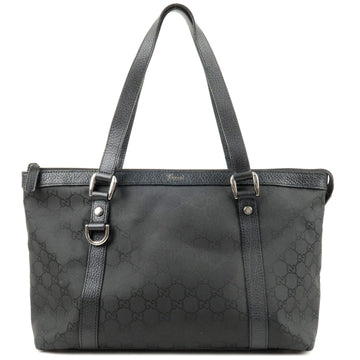 GUCCI CS Nylon Leather Tote Bag Hand Bag Black 268640