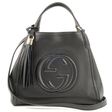 GUCCI SOHO Leather 2 Way Hand Bag Shoulder Bag Black 336751