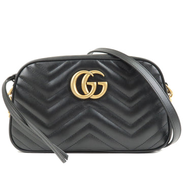 GUCCI CS Marmont Leather Chain Shoulder Bag Black 447632