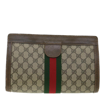 GUCCI EC Canvas Web Sherry Line Clutch Bag Beige Red Green 010.378  36471