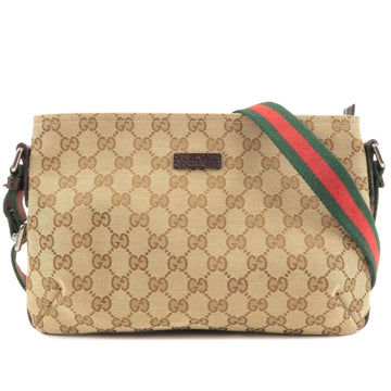 GUCCI Sherry Line CS Canvas Leather Shoulder Bag Beige 189749