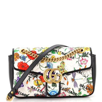 x Balenciaga The Hacker Project EC Marmont Flap Bag Matelasse Floral Canvas Small
