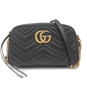 GUCCI CS Marmont Leather Small Cross Body Bag Black 447632