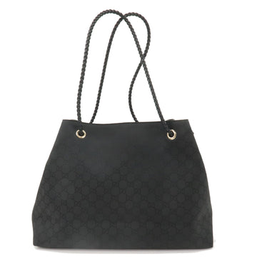 GUCCI CS Nylon Leather Tote Bag Shoulder Bag Black 419689