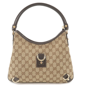 GUCCI Abbey CS Canvas Leather Shoulder Bag Beige Brown 130738