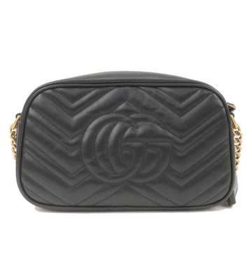GUCCI EC Marmont Leather Small CrossBody Bag Black 447632