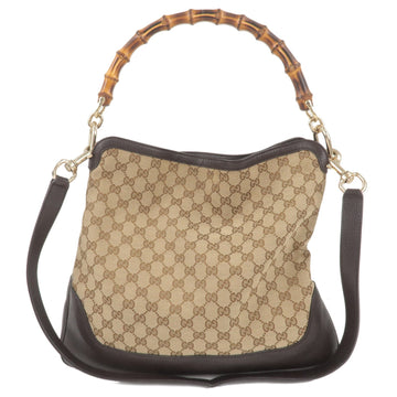GUCCI Bamboo EC Canvas  Leather Diana 2WAY Bag Beige Brown 282315
