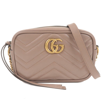 GUCCI CS Marmont Leather Chain Shoulder Bag Beige 448065