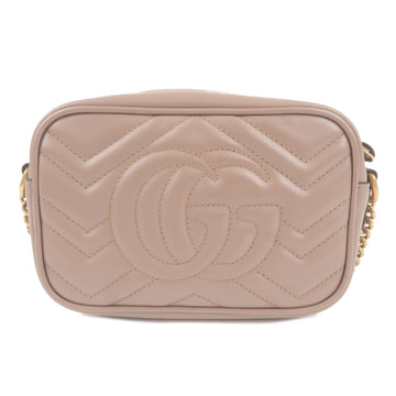GUCCI EC Marmont Leather Chain Shoulder Bag Beige 448065