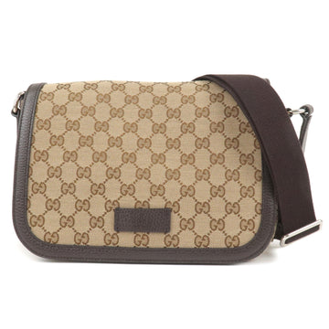 GUCCI CS Canvas Leather Shoulder Bag Beige Brown 449172