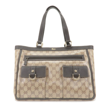 GUCCI Abbey EC Crystal Leather Tote Bag Beige Brown 268639