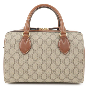 GUCCI CS Supreme Leather Boston Bag Brown Beige 409529