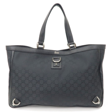 GUCCI Abbey EC Nylon Leather Tote Bag Hand Bag Black 293580