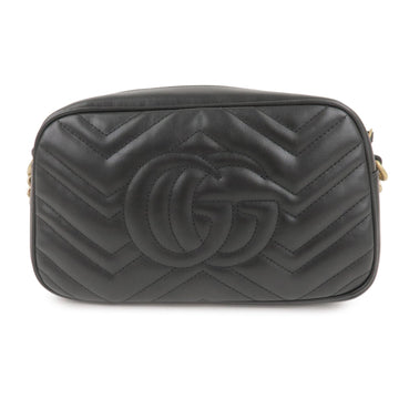 GUCCI EC Marmont Leather Chain Shoulder Bag Black 447632