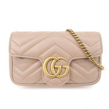 GUCCI CS Marmont Super Leather Shoulder Bag Mocha Beige 476433