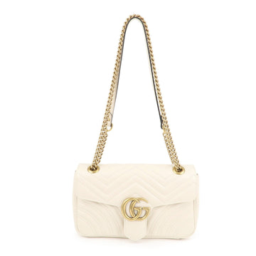 GUCCI CS Marmont Leather Chain Shoulder Bag Ivory 443497