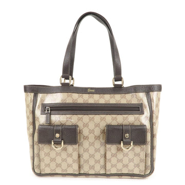 GUCCI Abbey EC Crystal Leather Tote Bag Beige Brown 268639
