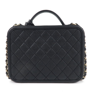 Chanel CC Filigree Matelasse Caviar Skin Shoulder Bag Black A