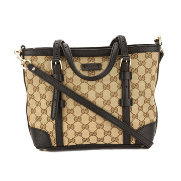 G*G  Black Leather CS Monogram Canvas Tote Bag (Pre Owned)