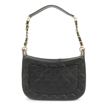 Chanel Matelasse Caviar Skin Chain Shoulder Bag Black A