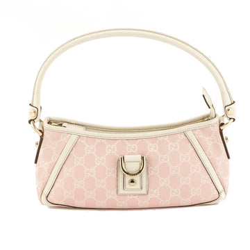G*G White Leather Pink CS Monogram Canvas D-Ring Tote (Pre Owned)