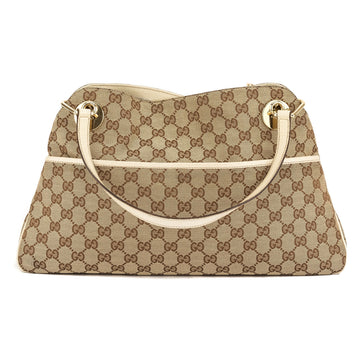 G*G Ivory Leather CS Monogram Canvas Medium Eclipse Tote (Pre Owned)