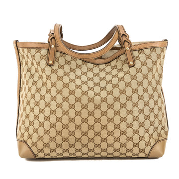 G*G Beige Leather CS Monogram Canvas Tote Bag (Pre Owned)
