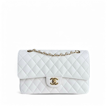 Chanel Classic Flap Medium - Caviar 25CM Quilted Snow White Gold Hardware Series 14