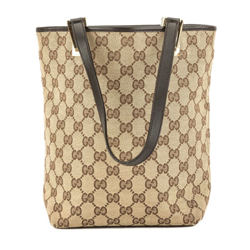 G*G Dark Brown Leather CS Jacquard Canvas G*Gsima Tote Bag (Pre Owned)