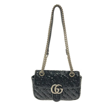 GUCCI - GG Marmont Shoulder Bag 446744 Black Sequins Leather