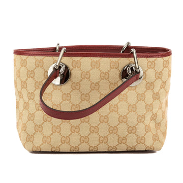 G*G Dark Red Leather CS Monogram Canvas Tote Bag (Pre Owned)
