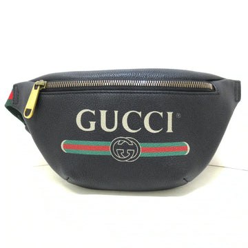 GUCCI - Print Small Belt Bag Bum Bag Black Red Green Leather