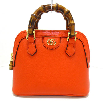 GUCCI - Diana Mini Bamboo Double G Tote Bag Orange Leather