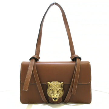 GUCCI - Animalier Shoulder Bag Brown Leather
