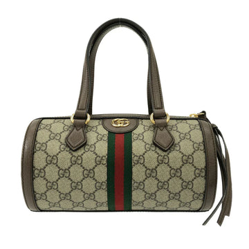GUCCI - Ophidia Handbag Beige Dark Brown Multi PVC Leather Cotton Linen
