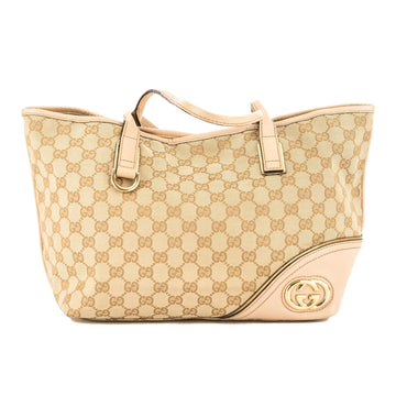 G*G Beige Leather CS Jacquard Canvas G*Gsima Britt Tote (Pre Owned)