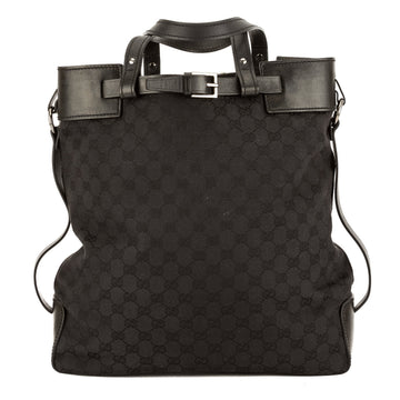 G*G Brown Leather CS Monogram Canvas Tote Bag (Pre Owned)