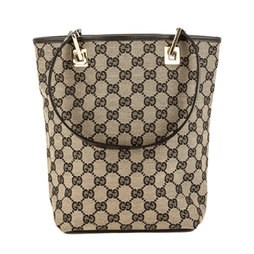 G*G Black Leather CS Monogram Canvas G*Gsima Tote Bag (Pre Owned)