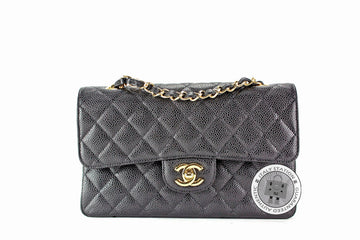 Chanel A Classic CC Black Caviar Small Shoulder Bags Ghw