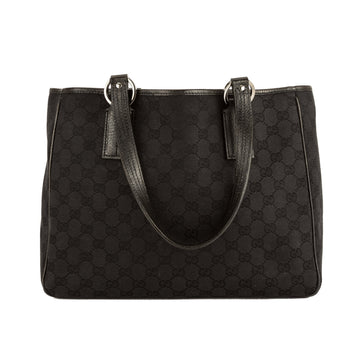 G*G Black Leather CS Monogram Canvas Tote Bag (Pre Owned)