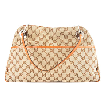 G*G Tan Leather CS Monogram Canvas Medium Eclipse Tote (3797004)