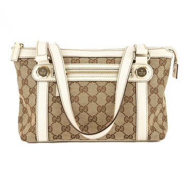 G*G Ivory Leather CS Monogram Canvas Tote Bag (Pre Owned)