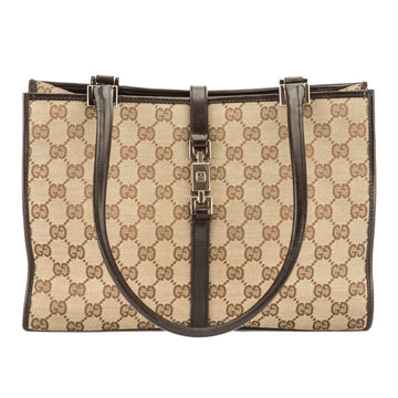 G*G Brown Leather CS Monogram Canvas Jackie Tote (Pre Owned)